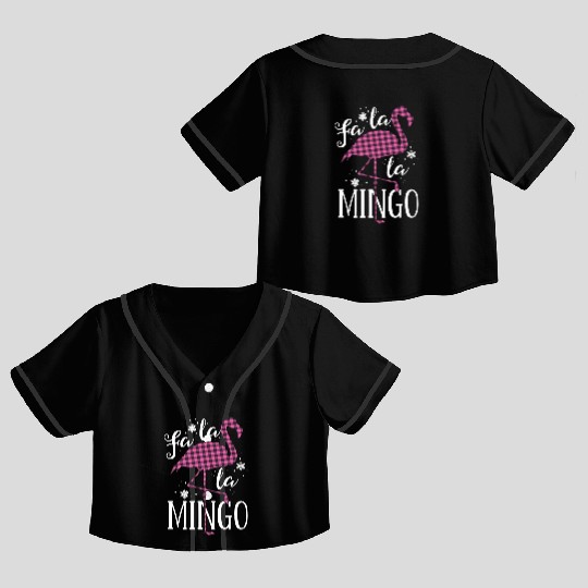 Fa La La Mingo Flamingo Christmas Crop Top Baseball Jerseys Pink