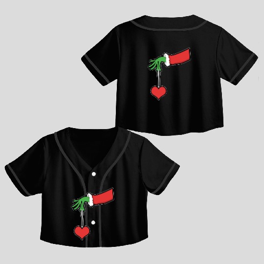 Christmas Heart winter snow family love present Crop Top Baseball Jerseys