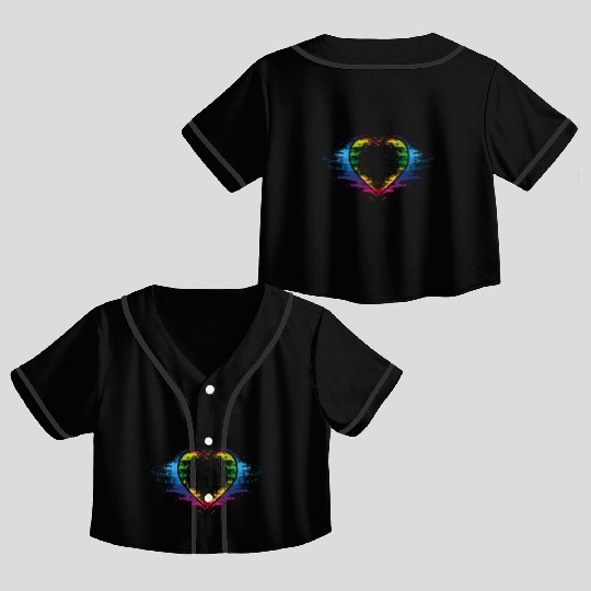 Rainbow heart Crop Top Baseball Jerseys