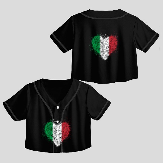 Italian Heart Flag Vintage Crop Top Baseball Jerseys