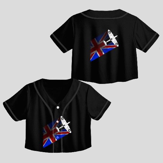 Spitfire UK Flag Mk.1 RAF British WWII Crop Top Baseball Jerseys