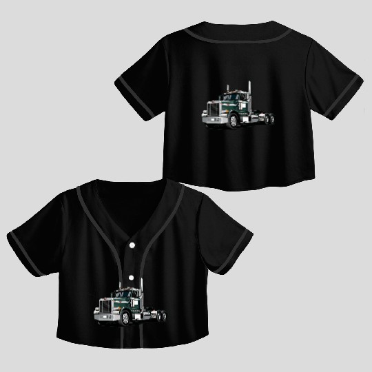 Green Semi Truck Crop Top Baseball Jerseys