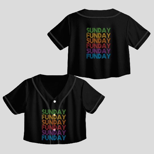 Sunday Funday Vintage Rainbow Crop Top Baseball Jerseys
