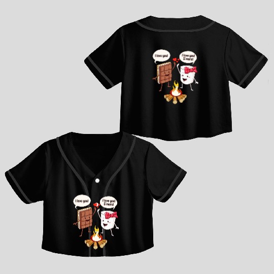Cute Kids Camping Gift Print I Love You S'more Crop Top Baseball Jerseys