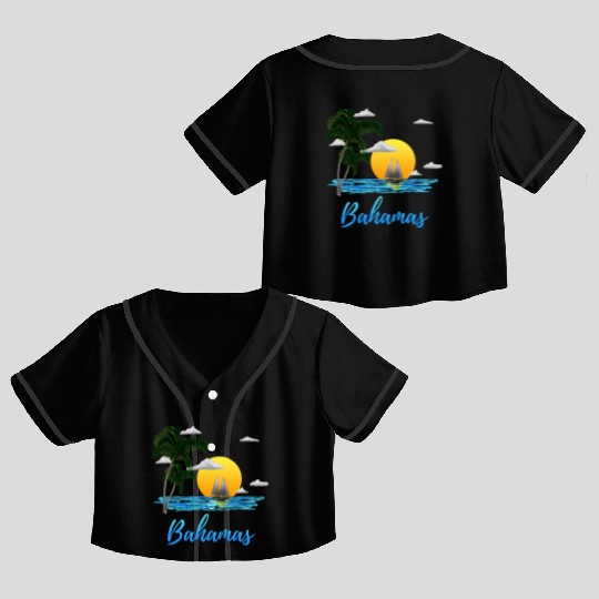 Bahamas Vacation Sailing Crop Top Baseball Jerseys