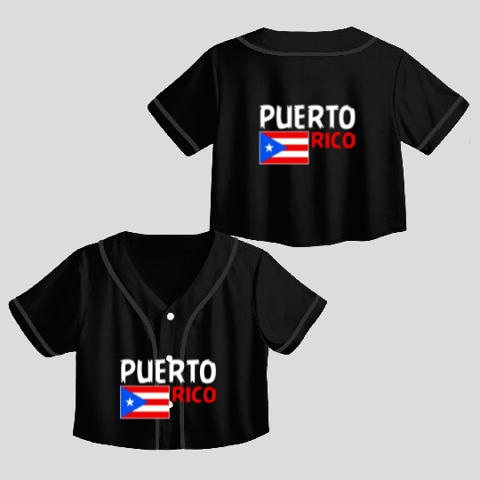 Puerto Rico Roots, Puerto Rican Flag, Puerto Rico Crop Top Baseball Jerseys