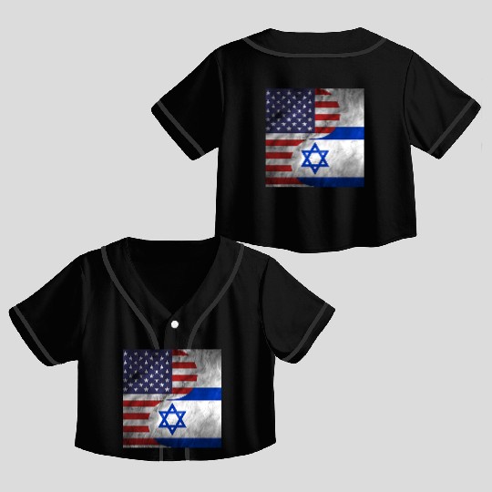USA Israel Dual Yin Yang Flag Crop Top Baseball Jerseys