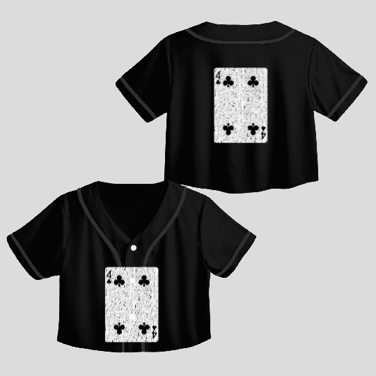 four of clubs playing card Crop Top Baseball Jerseys
