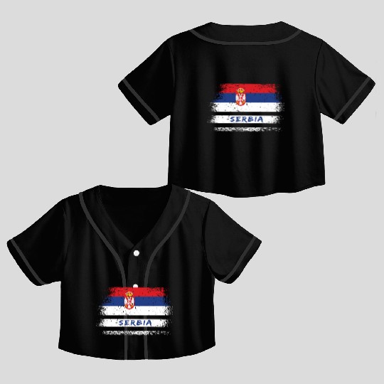 Serbia Vintage Flag Crop Top Baseball Jerseys