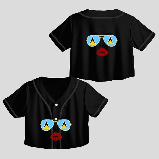 Saint Lucia Flag St Lucia Sunglasses Lips Kiss Crop Top Baseball Jerseys