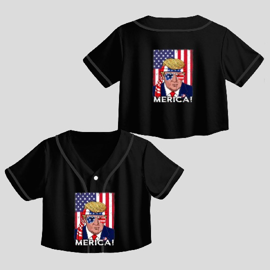 4th Of July Trump Merica USA Boys Girls Kids Crop Top Baseball Jerseys