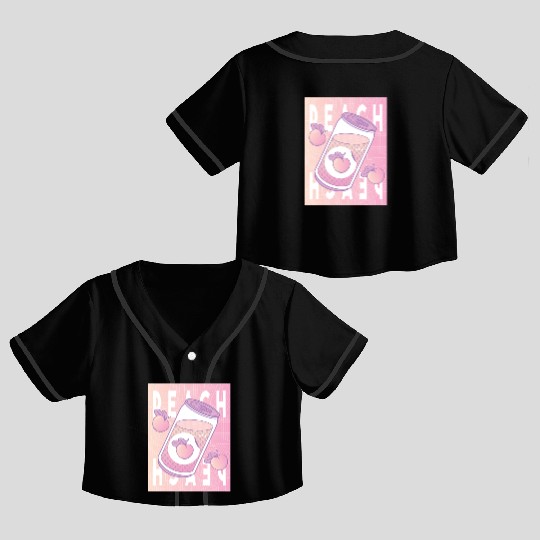 Peach Drink Aesthetic Vaporwave Japan Crop Top Baseball Jerseys