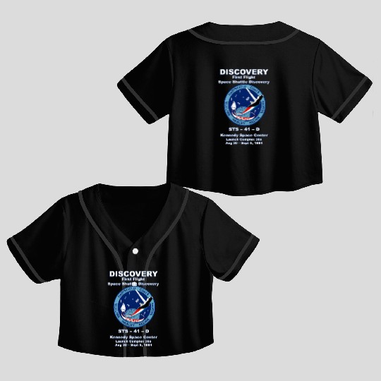 NASA Space Shuttle STS-41-D Vintage Crew Crop Top Baseball Jerseys