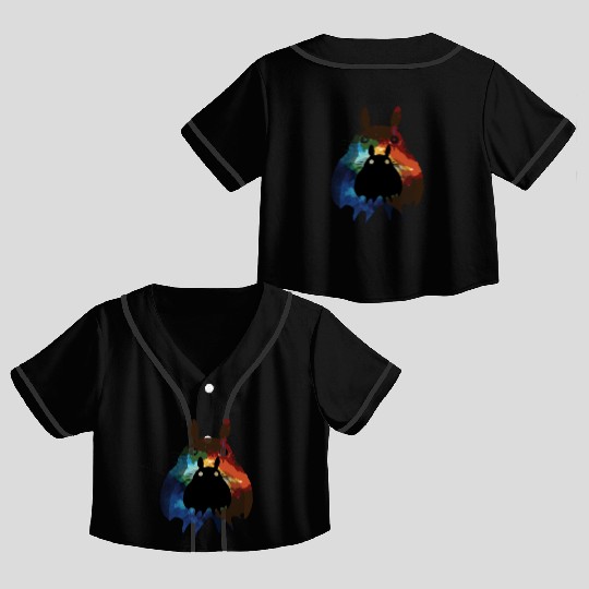Totoro Watercolor Silhouette Fantasy Fictional Crop Top Baseball Jerseys