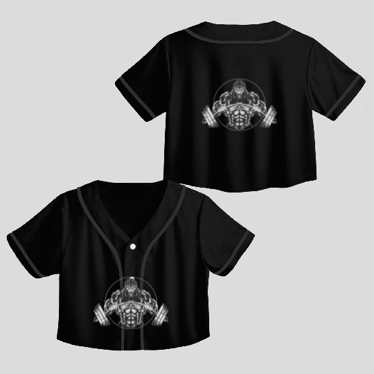 Fitness Gorilla, Gorilla, Beast, Primal, Fitness Crop Top Baseball Jerseys