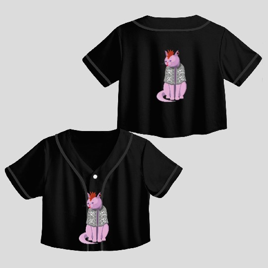 Punk Rock Cat Crop Top Baseball Jerseys