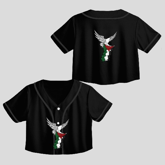 Free Palestine Palestinian Flag Bird Eagle Palesti Crop Top Baseball Jerseys