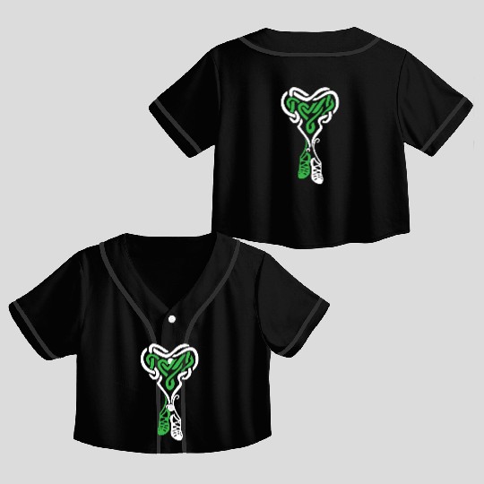 Irish Step Dancing Celtic Knot Heart Crop Top Baseball Jerseys