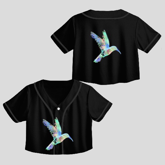 hummingbird, bird, aquarell, green, pastel, flying Crop Top Baseball Jerseys