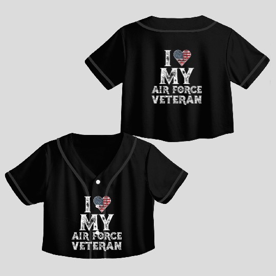 I Love My Air Force Veteran Vintage Gift Crop Top Baseball Jerseys