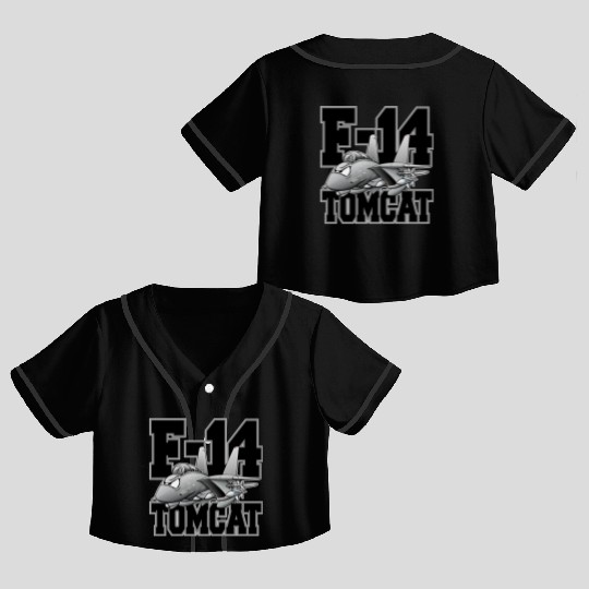 F-14 Tomcat Military Fighter Jet Aircraft Cartoon Crop Top Baseball Jerseys