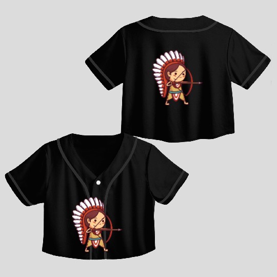 Native American Archer. Crop Top Baseball Jerseys