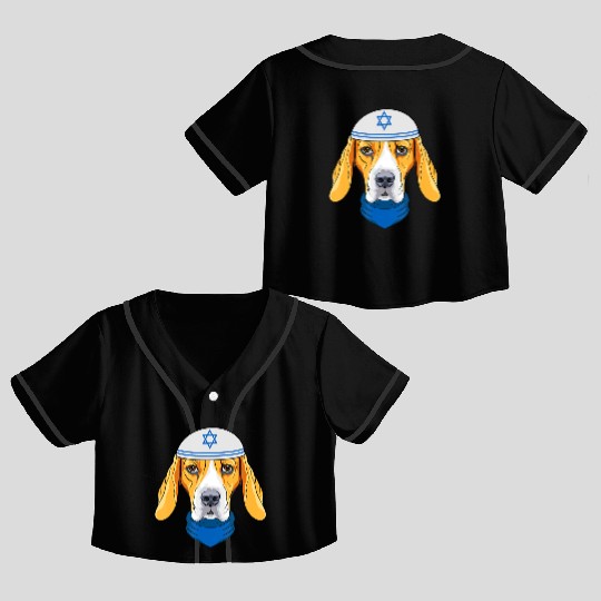 Cute Beagle Hanukkah Funny Dog Lover Jewish Gift Crop Top Baseball Jerseys