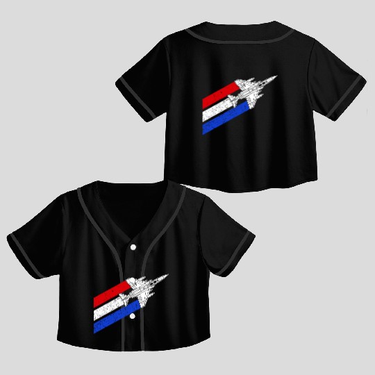 F-4 Phantom Vintage USA Contrails Red White Blue Crop Top Baseball Jerseys
