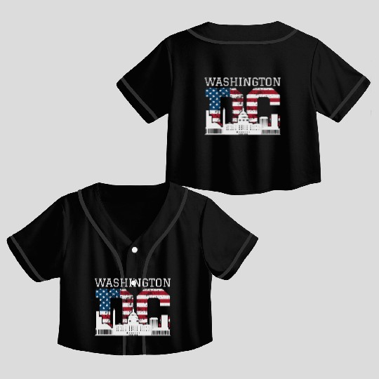 Washington Dc Capitol Hill Usa Flag Souvenir Gift Crop Top Baseball Jerseys