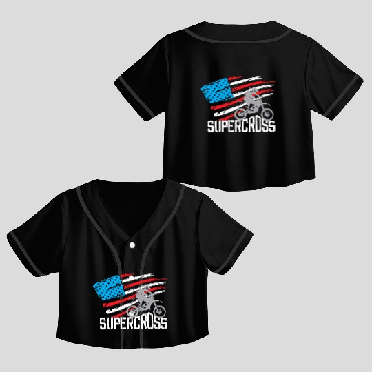 Supercross Motocross Racing Biker Crop Top Baseball Jerseys