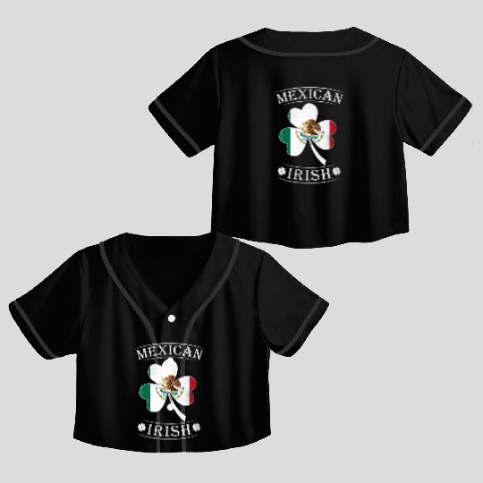 Mexican Irish Shamrock St Patricks Day Crop Top Baseball Jerseys