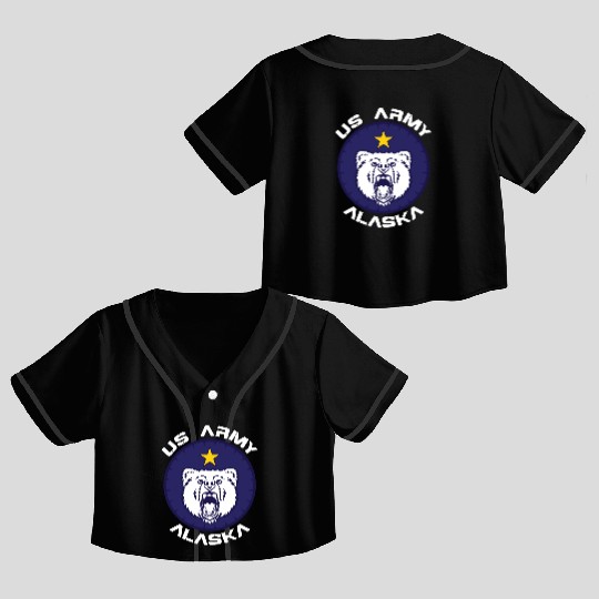 Us Army Alaska Polar Bear Patch Crop Top Baseball Jerseys