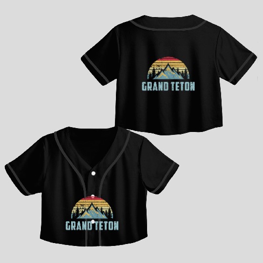 Grand Teton National Park Wyoming Mountain Sweat S Crop Top Baseball Jerseys