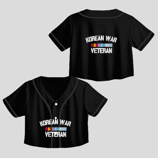 Korean War Veteran Pride Korea Service Ribbon birt Crop Top Baseball Jerseys