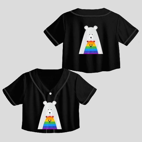 Gay Pride Mama and Baby Bear Gift Lesbian Son Crop Top Baseball Jerseys