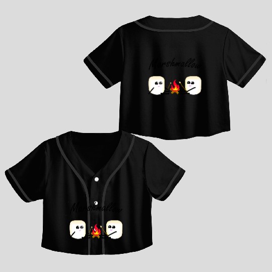 Marshmallow candy sweet camping kids Crop Top Baseball Jerseys