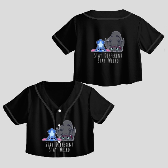Stay Different Stay Weird Toothless And Stitch Crop Top Baseball Jerseys