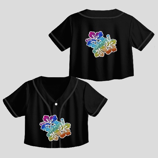 hibiscus glitter Flower Crop Top Baseball Jerseys