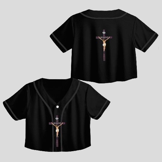 Jesus Christ on the Cross John Heal By His Wounds Crop Top Baseball Jerseys
