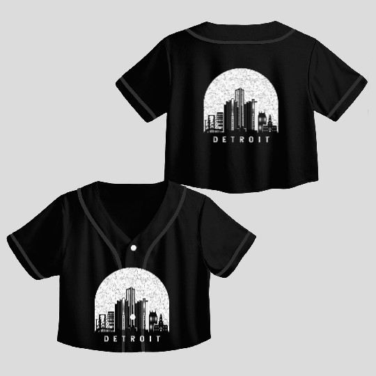 Detroit Michigan Skyline Crop Top Baseball Jerseys