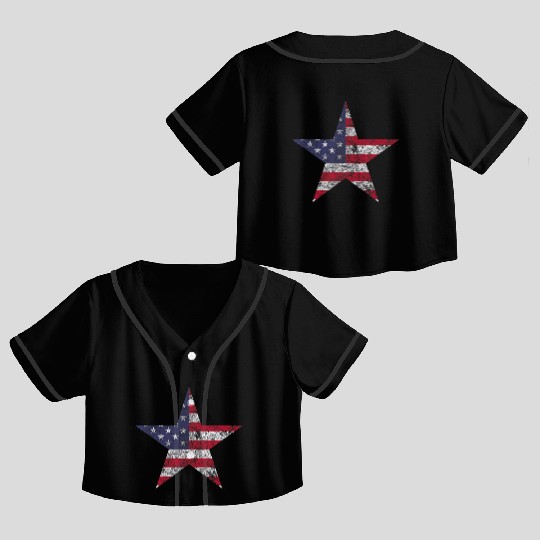 AMERICAN STAR US USA FLAG STARS AND STRIPES Crop Top Baseball Jerseys