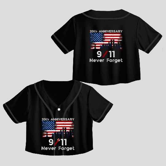 Never Forget Usa 9/11 The 20th Anniversary Patriot Crop Top Baseball Jerseys