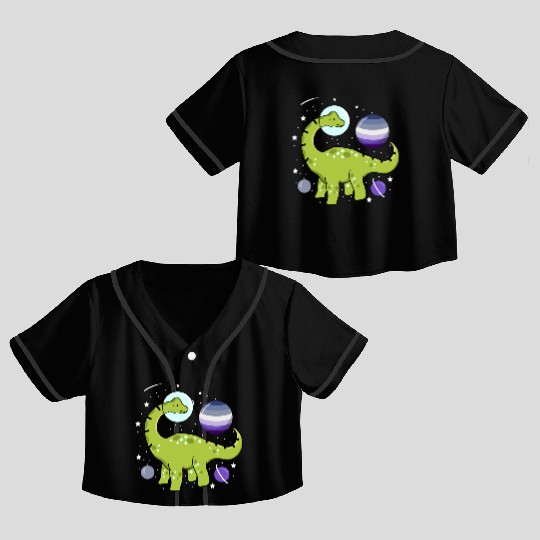 Brachiosaurus Space Butch Lesbian Crop Top Baseball Jerseys