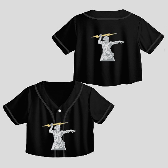 Greek mythology Zeus lightning bolt silhouette Crop Top Baseball Jerseys
