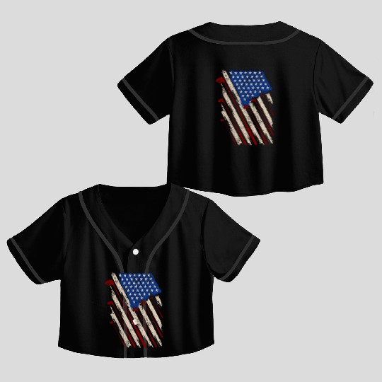 American Flag Golf Gifts Funny Golf Club Sports Crop Top Baseball Jerseys