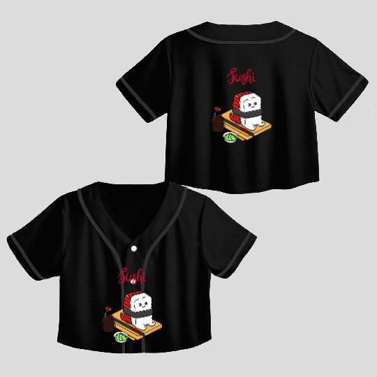 Happy Tuna Sushi Crop Top Baseball Jerseys