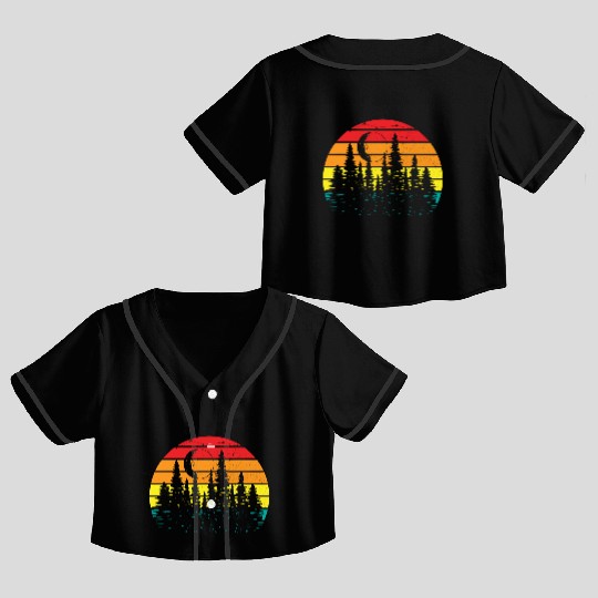 Retro Vintage Outdoor Mountains Hiking Nature Fore Crop Top Baseball Jerseys
