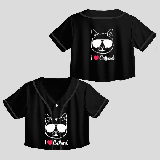I Love Catturd Funny Crop Top Baseball Jerseys