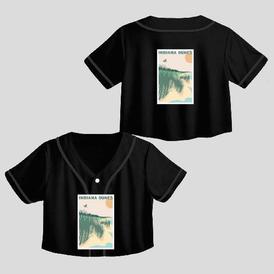 Grass Sunset Indiana Dunes Poster Crop Top Baseball Jerseys