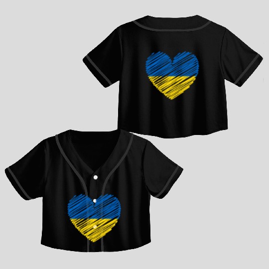 I Stand With Ukraine Ukrainian Heart Flag Crop Top Baseball Jerseys